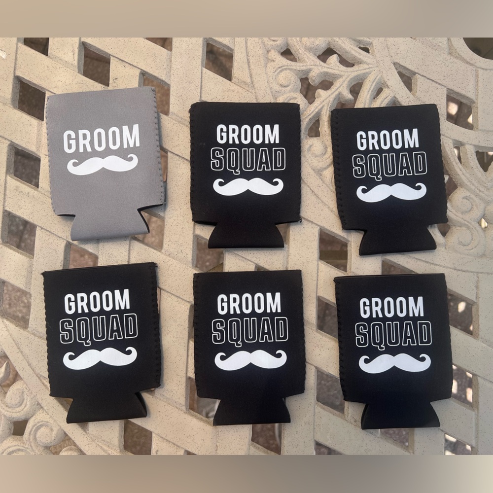 🤵🏻‍♂️ groom  and squad can soda or beer coozies